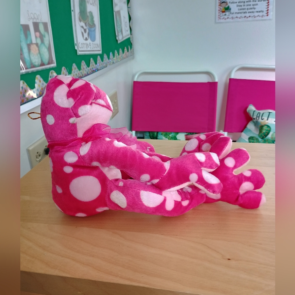 Burton Burton Kiss Me long legs & Arms polka dot Sitting pink plush frog ๐ธ 13in - Picture 3 of 16